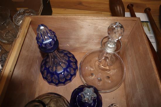 A collection of glass decanters